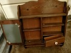 Antique Brown Wooden Medicine Cabinet With Mirror  Glass Door  Shelves  Drawer