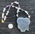 Lee Sands 21 In Mother Of Pearl Abalone Flower Pendant Gemstone Beaded Necklace