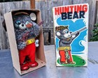 Wind Up Toy Hunting Shooting Bear Box 537 Japan Tin Vintage Works