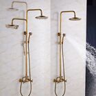 Antique Brass Shower System Faucet 8   Rain Shower Head With Handle Sprayer Tap