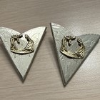 Vintage Western Style Collar Tips Silver Tone Engraved Base Gold Dancing Couple