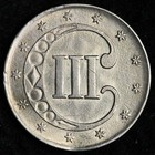 1853 Type 1 Three Cent Silver Piece Bu  uncirculated  Ms E189 Gkcem