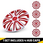 15 Inch Wheel Covers Hubcaps White   Red Lacquer Abs Wheel Rim Covers Clip