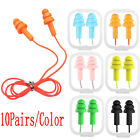 10 Pairs Soft Silicone Corded Ear Plugs 33db Anti Noise Reusable Hearing Protect