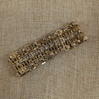 Vintage Hattie Carnegie Alternating Rhinestone Gold Tone Bracelet Wide 7 8  Link