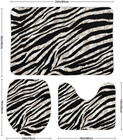 Zebra Print Bathroom Mat Set 3 Pieces Black And White Bathroom 16 x24  Style-6