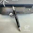 Montblanc Meisterst  ck Black Fountain Pen Platinum Trim W  Leather Pouch Rare    