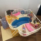 Vintage 1980 Barbie Dream Pool With Patio Furniture Accessories   4 Dolls Read