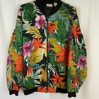 Vintage 80   s Robert Stock Ltd 100  Silk Tropical Floral Print Jacket Size Large