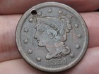 1851 Braided Hair Large Cent Penny- Vf xf Details