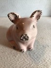 Pink Pig Ceramic Glazed Figurine   No Glaze On Brown-new