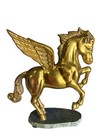 Vtg Solid Brass Pegasus Winged Horse Mythical Fantasy Figurine 6 5   h X 6 5   l