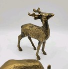 Vtg Brass Deer Figurines Set 3 Figures 2 Bucks Doe Mcm Farmhouse Lodge Holiday
