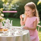 Tea Party Set For Little Girls Ages 3-8  White Floral Porcelain Tea Set With Gol