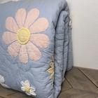 Pottery Barn Kids Daisy Applique Quilt Blue Full queen Floral Cotton  read