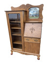 65325 Antique Victorian  Oak Side By Side Bookcase Desk