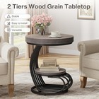 Round End Table  2-tier Farmhouse Wood Side Table Accent Table For Living Room