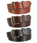 Women s Full Grain Casual Leather Belt Antique Solid Brass Buckle 1-1 2  Wide