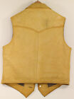 Vtg Marlboro Man Leather Vest Mens L Sz 42 Striped Wool Liner Cowhide Yellow Tan
