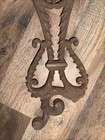 Antique Cast Iron Stair Rail Pediment Ornament Rusty Architectural Salvage  1