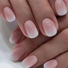 24pcs Glossy Pink Press-on Nails     Medium Square Full Cover Fake Nails