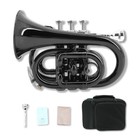 Pocket Trumpet B Flat Brass Lacquer Trumpet 7c Mouthpiece Black