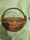 Antique Handwoven Ash   or Oak  Splint Gathering Basket 19th Century 