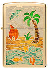Zippo Beach Day Design High Polish Brass Windproof Pocket Lighter  46140