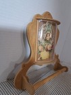 Vintage Hand Made 3d Wood Towel Wash Cloth Holder Basket Girl Flowers