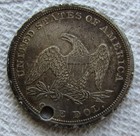 1840 Seated Liberty Silver Dollar Rare Key Date Type Coin  Holed Damaged