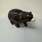 Vintage Sakura Brown Bear Ceramic Trinket Box Lid Rustic Cabin Hand Painted      