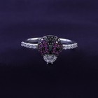  lady Bug  Ring Ruby   Simulated Diamond 14k White Gold Plated 925 Silver
