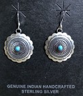Navajo Sterling Silver Turquoise Concho Earrings