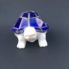 Vtg Cast Iron Tiffany Style Turtle Accent Candle Night Light Stained Glass
