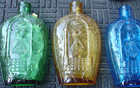 Vintage Eagle Jp Italy Old Sturbridge Village Flask Bottle Lot Freemason Mason