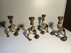 Brass Candle Holders  4  Weightlifting Frog Austrian Franz Bermann Cold Painted