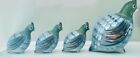 Mother   3 Baby Quail Ceramic Figurine Set Large Handmade In Mexico Blue Green