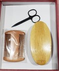 Gift Boxed Beard Grooming Kit - Brush 2 Sided Comb Black Stainless Scissors Bib