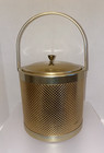 Vintage 1960 s Mcm Italian Gold Diamond Weave Metal Ice Bucket Italy Lb 10