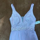 Blush Lace V-neck Chiffon Bridesmaid Prom Wedding Guest Formal Gown M