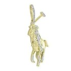 1 24ct Real Moissanite Polo Horse Pendant Charm 14k Yellow Gold Plated Silver
