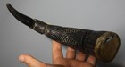 Real Rare Tibet 1800s Old Buddhist Carved Oxhorn Instruments Mantra Horn Amulet