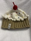 Neff Cupcake Sprinkles Beanie Hat Vanilla Tan Cherry Pom Pom Child Kids 3-8 Yrs