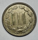 1865 Three Cent Nickel Piece 3c Civil War 1st Year Us Type Coin Scratch Rev 
