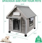 Petscosset 20  L Outdoor Dog House With Window  Asphalt Roof   Raised Feet  Gray