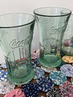 Vintage Coca Cola Green Heavy Glass Lot Of 3 Excellent