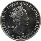 Turks And Caicos - 5 Crowns - 1993 - Unc - Apollo 11  ocean Recovery 