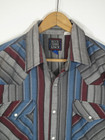 Vtg Rock Creek Ranch Mens Striped Pearl Snap Button Short Sleeve Western Shirt L