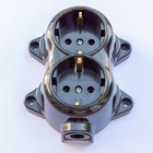 Retro Ac Schuko European Black Power Outlet For External Mount 2 Outlets