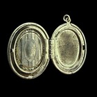 Vintage Mid-century Blue Guilloche Enamel Floral Oval Locket -gold Tone Unmarked